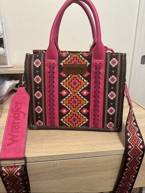 Wrangler Pink and Brown Southwestern Satchel